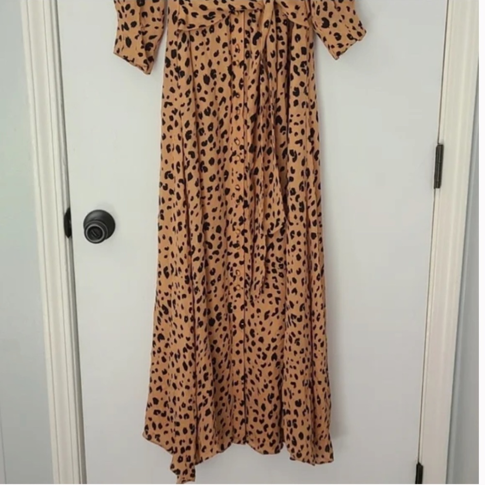 Nicholas Silk Leopard Print Button Down Tie Front… - image 5